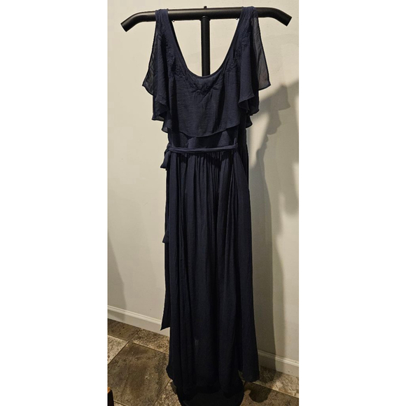 Women's Free People NWT Fiona Midnight Navy Embroidered High Low Wrap Dress M - Picture 8 of 10